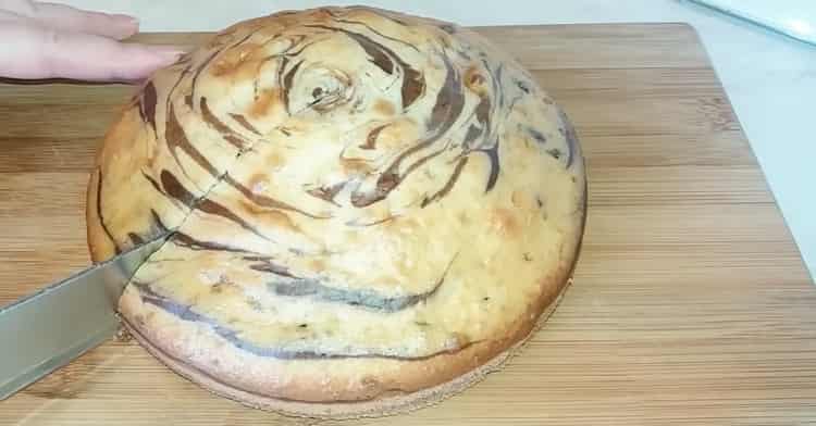 Cake (pie) Zebra sa kefir ayon sa isang hakbang-hakbang na recipe gamit ang larawan