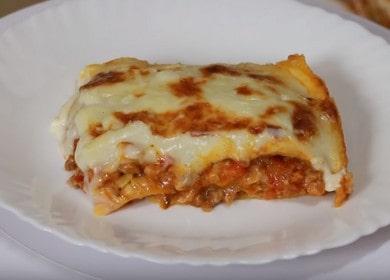 Masarap na tinadtad na lasagna: recipe na may hakbang-hakbang na mga larawan.