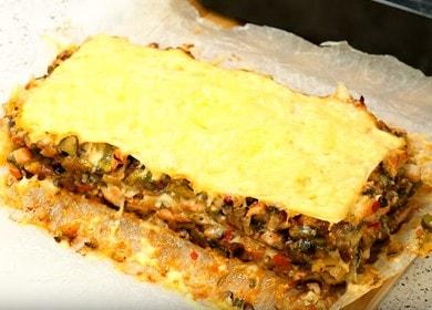 Ang masarap na lasagna na may tinadtad na tinapay na tinapay sa oven: lutuin ayon sa isang hakbang-hakbang na recipe na may isang larawan.