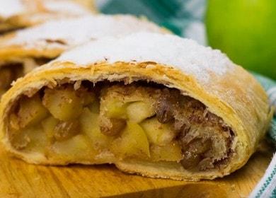 Tunay na malambot na strudel na may puff pastry apple 🥐