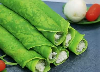 Зелени палачинки със спанак стъпка по стъпка рецепта със снимка
