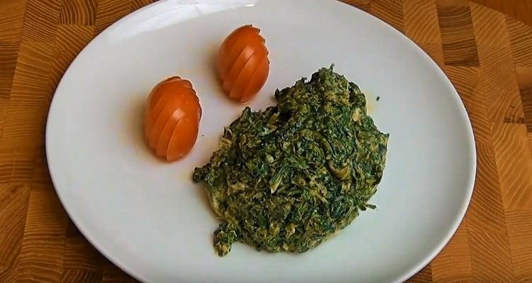 ang ganitong recipe ay makakatulong upang talagang magluto ng frozen na spinach.