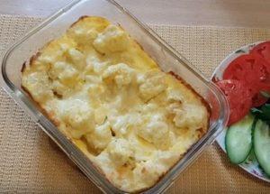 Ang cauliflower ngender sa oven na may isang itlog: lutuin ayon sa recipe na may mga hakbang sa hakbang na larawan.
